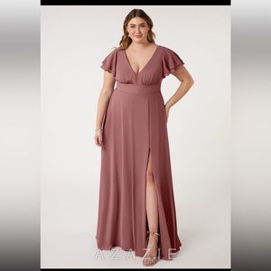 Azazie Ashika bridesmaid dress, Desert Rose, size 14